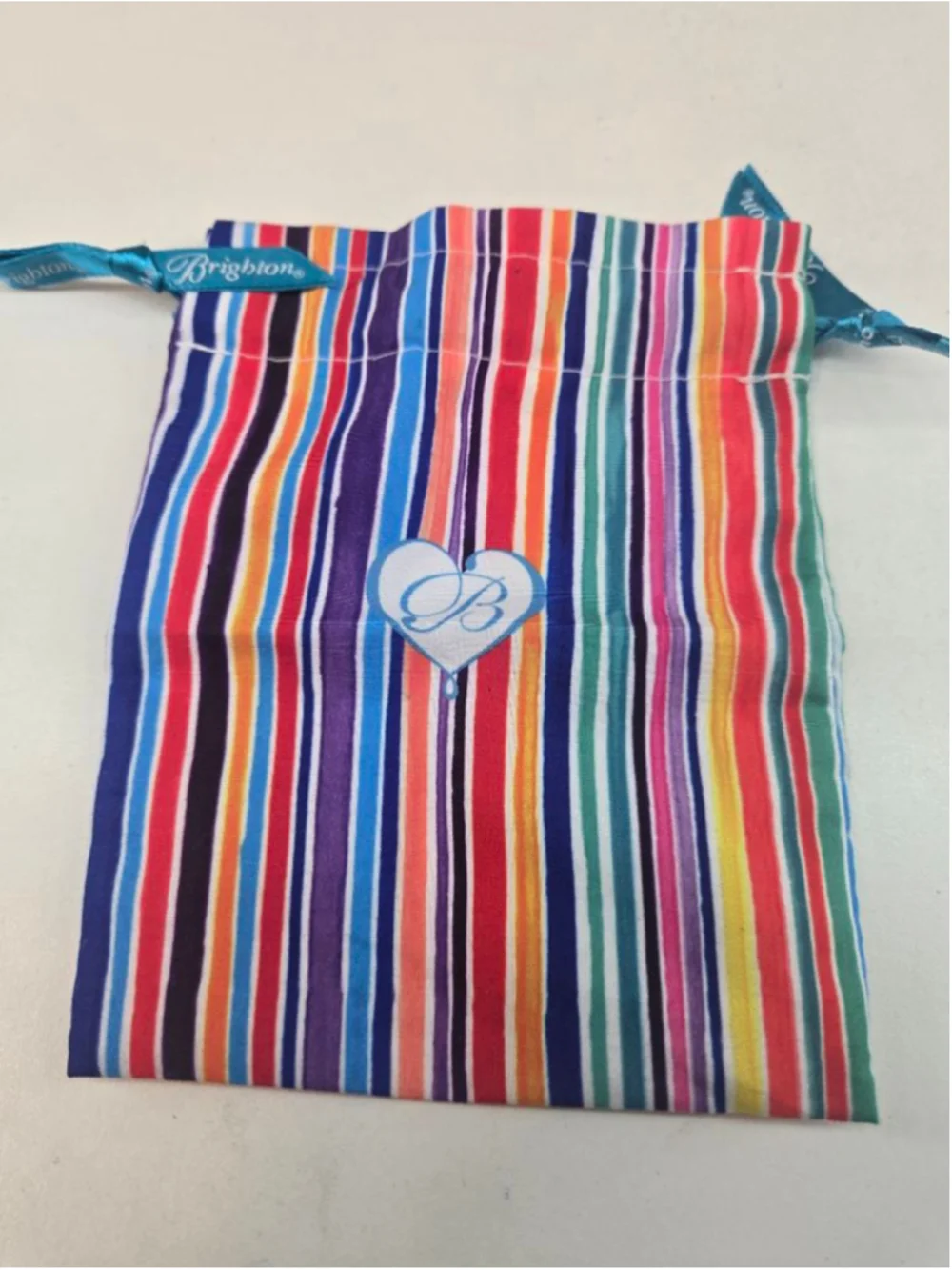 Brighton Striped Rainbow Cosmetic Jewelry Duster Drawstring Bag Multi-color